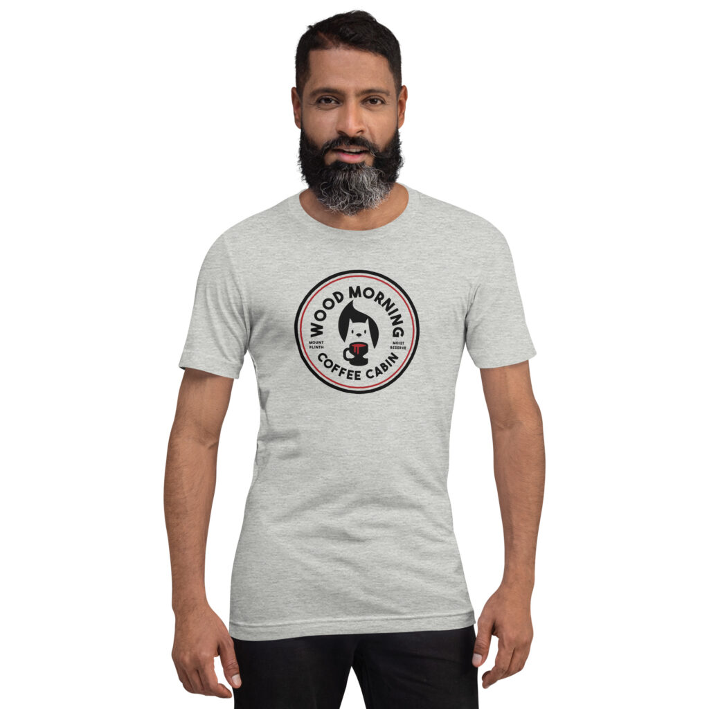 Wood Morning Coffee Cabin T-Shirt - Athletic Grey
