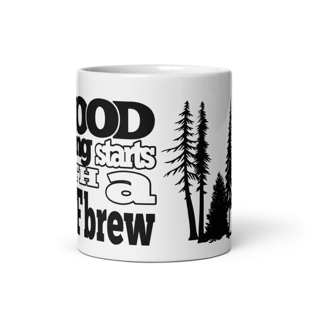 A Wood Morning starts with a Stiff Brew Cabin Mug - Black
