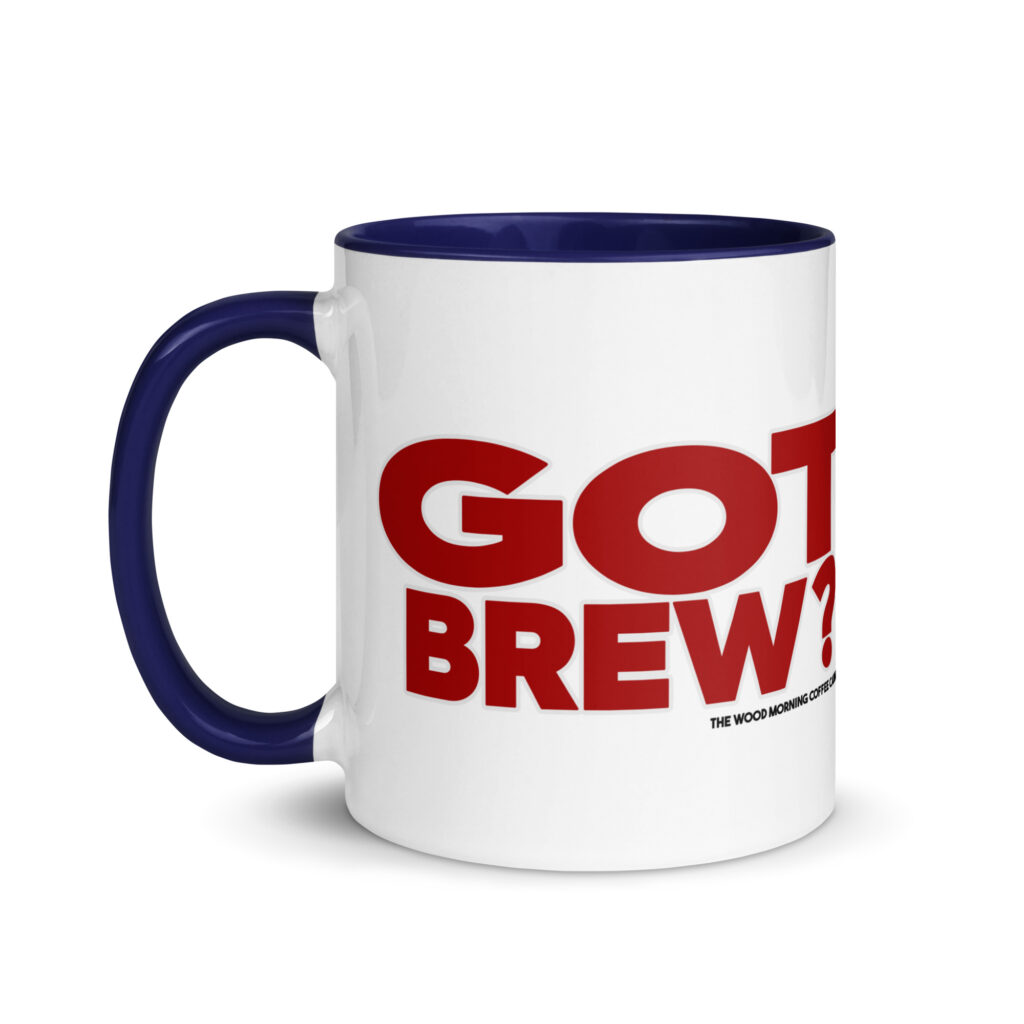 Got Brew? Wood Morning Coffee Cabin Coffee Mug - Red on Navy