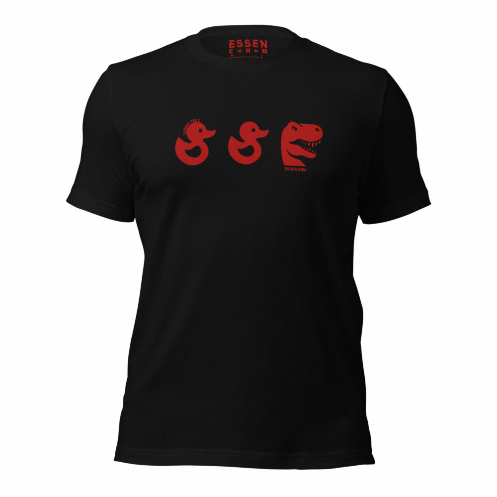 Duck Duck Goose - Red on Black T-Shirt