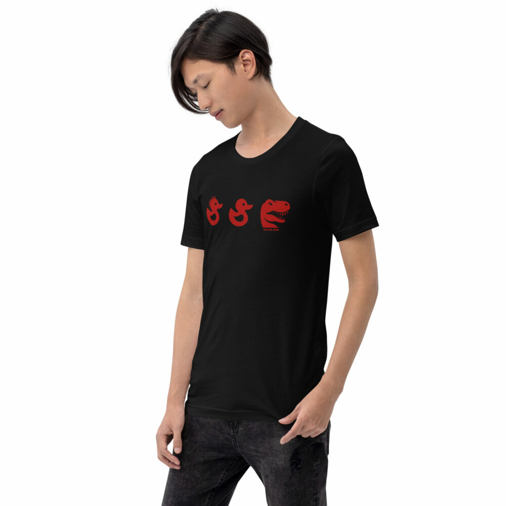 Duck Duck Goose - Red on Black T-Shirt