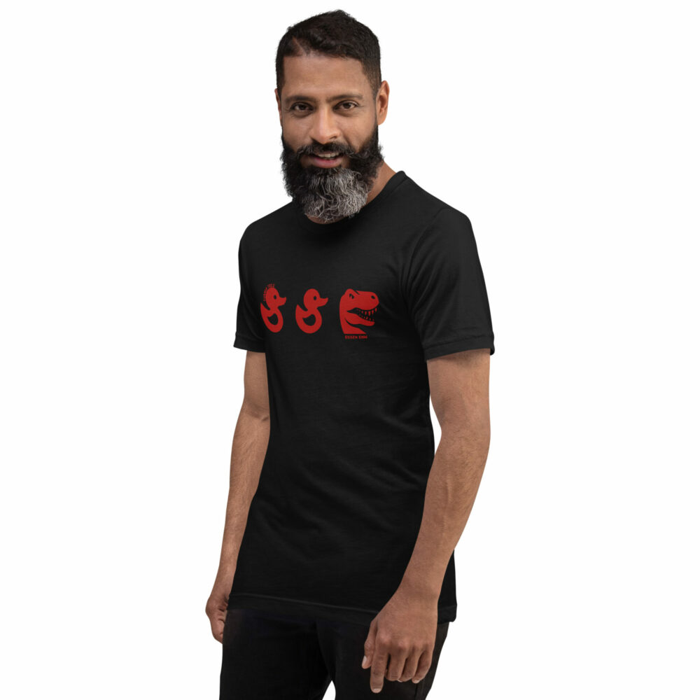 Duck Duck Goose - Red on Black T-Shirt