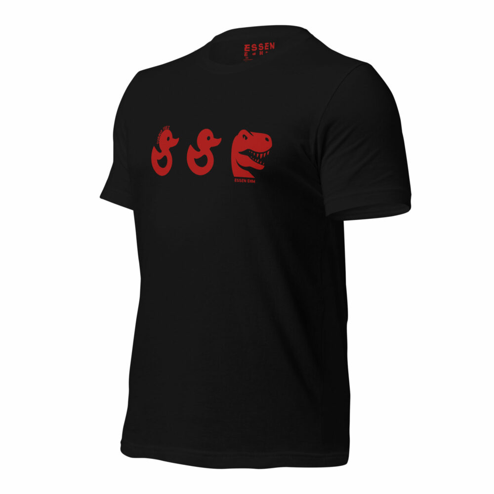 Duck Duck Goose - Red on Black T-Shirt