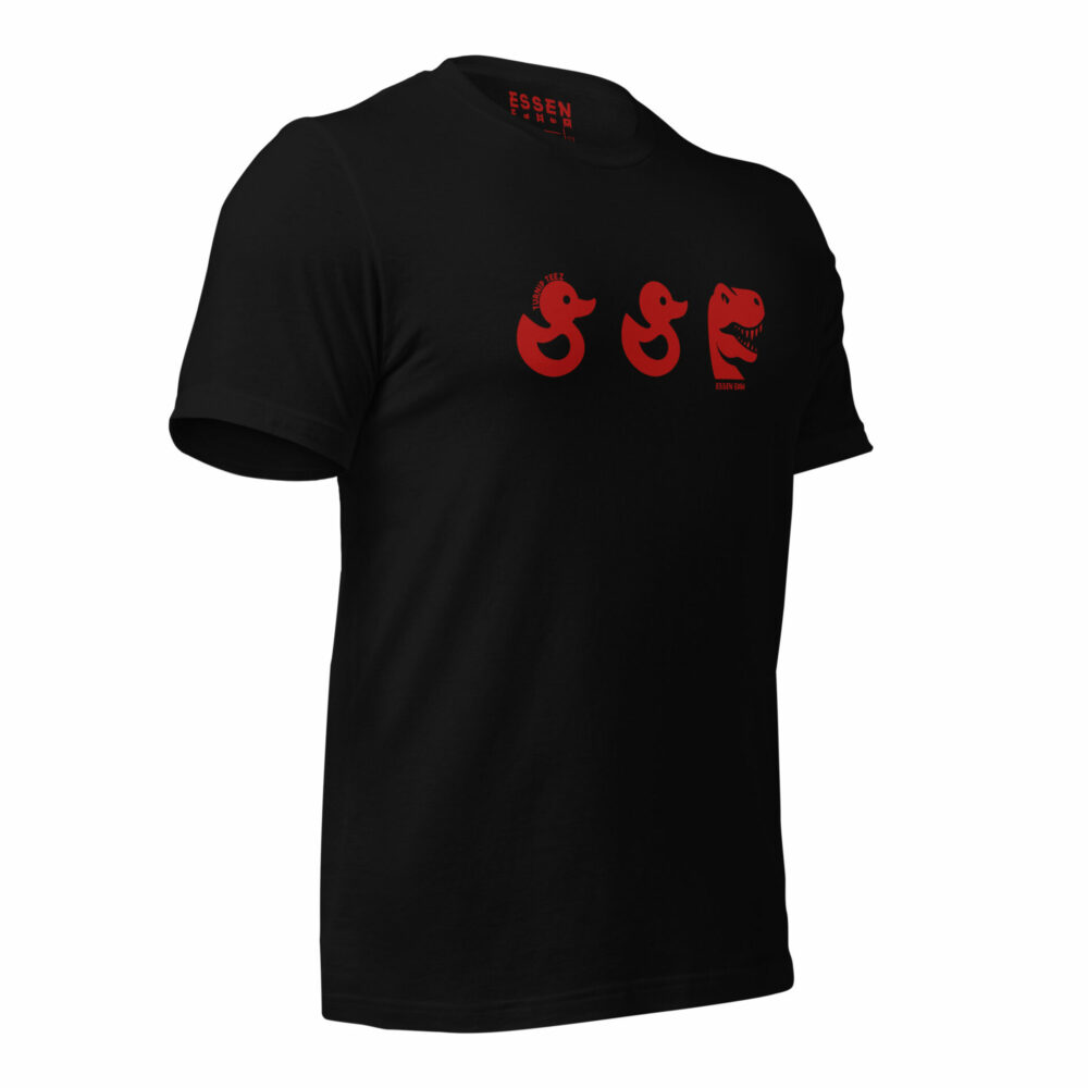 Duck Duck Goose - Red on Black T-Shirt